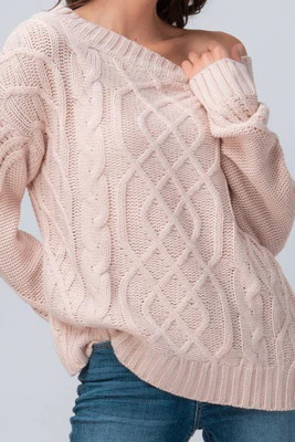 Cable Knitting Pullover Sweater 