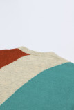 Multicolor Colorblock Ribbed Trim Round Neck Sweater