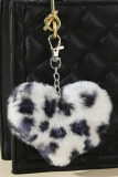 Hairy Leopard Heart Pendant Keychain MOQ 5pcs