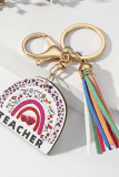 Wooden Rainbow Teacher Keychain 