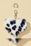 Hairy Leopard Heart Pendant Keychain MOQ 5pcs