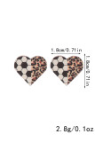 Leopard Heart Baseball Print Wooden Earrings MOQ 5pcs