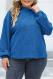 Turtleneck Ribbed Knitting Plus Size Sweater 