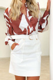 Printed Button Up Puff Blouse