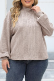 Turtleneck Ribbed Knitting Plus Size Sweater 
