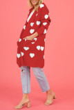 Heart Pattern Front Open Knitting Cardigan 
