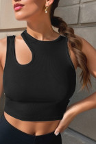 Plain Sleevelss Ribbed Knitting Crop Top 