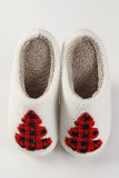 White Christmas Tree Knit Plush Slippers