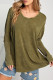 Green Raw Seam Mineral Washed Long Sleeve Top