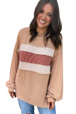 Light French Beige Colorblock Rib Corded Sweatshirt