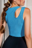 Plain Sleevelss Ribbed Knitting Crop Top 