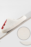 White Christmas Tree Knit Plush Slippers