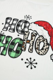 White HOHOHO Christmas Graphic Wide Rib Long Sleeve Top