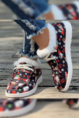 Christmas Pattern Fleece Platform Shoes 