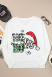 White HOHOHO Christmas Graphic Wide Rib Long Sleeve Top