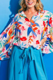 Oversize Bubble Sleeves Floral Blouse