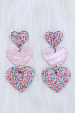 Triple Glitter Hearts Earrings MOQ 5pcs
