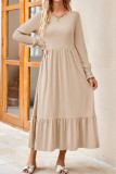 Plain Splicing Pockets Smocked Dress 