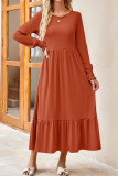 Plain Splicing Pockets Smocked Dress 