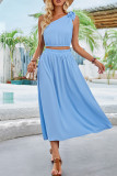 One SHoulder Top and Skirt 2PCS Set 