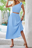 One SHoulder Top and Skirt 2PCS Set 