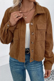 Brown Corduroy Button Up Crop Jacket