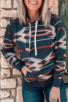 Gray Printed Western Fashion Aztec Print Pullover Hoodie