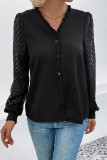 See Throught Sleeves Black Button SHirt 