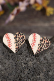 Leopard Balls Wooden Heart Earrings 
