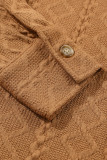 Camel Cable Knit Flap Pocket Shacket