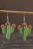 Western Cactus Leather Earrings 