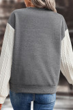 Cable Knit Sleeves Colorblock Sweatshirt 