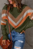 Multicolor Chevron Striped Drop Shoulder Sweater
