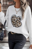 Leopard Hearts Graphic Long Sleeves Sweatshirt 