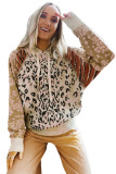 Leopard Wild Animal Patchwork Drawstring Hooded Sweater