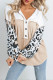 Parchment Leopard Sleeve Patchwork Waffle Knit Top