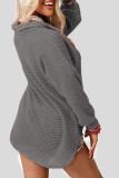 Plain Waffle Knitting Button Cardigan