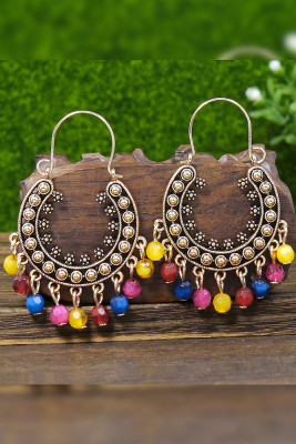 Colorful Beads Metal Boho Earrings 