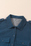 Blue Plus Size Corduroy Jacquard Knit Aztec Back Jacket