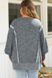 Gray Christmas Gift Bow Exposed Seam Trim Plus Sweatshirt