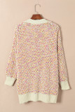 Multicolour Abstract Printed Bishop Sleeve Open Front Cardigan