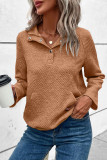 Gold Flame Textured Knit Buttoned Kangaroo Pocket Sweatshirt