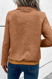 Gold Flame Textured Knit Buttoned Kangaroo Pocket Sweatshirt