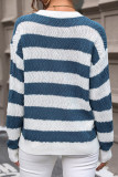 Blue Stripe Zig Zag Knit Pullover Sweater
