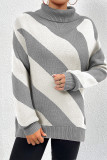 Color Block Turtle Neck Knit Sweater
