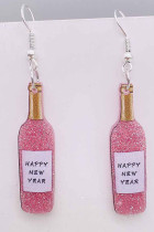 Glitter Happy New Year Earrings MOQ 5pcs