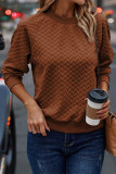 Chestnut Solid Textured Raglan Sleeve Pullover Sweatshirt