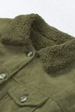 Green Corduroy Ribbed Shell Fleece Lining Jacket