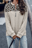 Leopard Zipper Collar Sweatshirt 