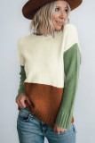 Parchment Ribbed Trim Color Block Sweater